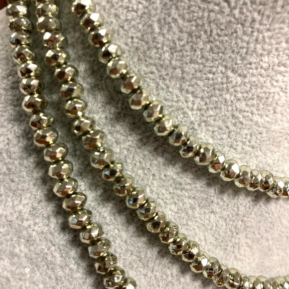 Hammered Gold Beaded Multi length Fashion Necklace NYC Boutique NWOT - Picture 4 of 11